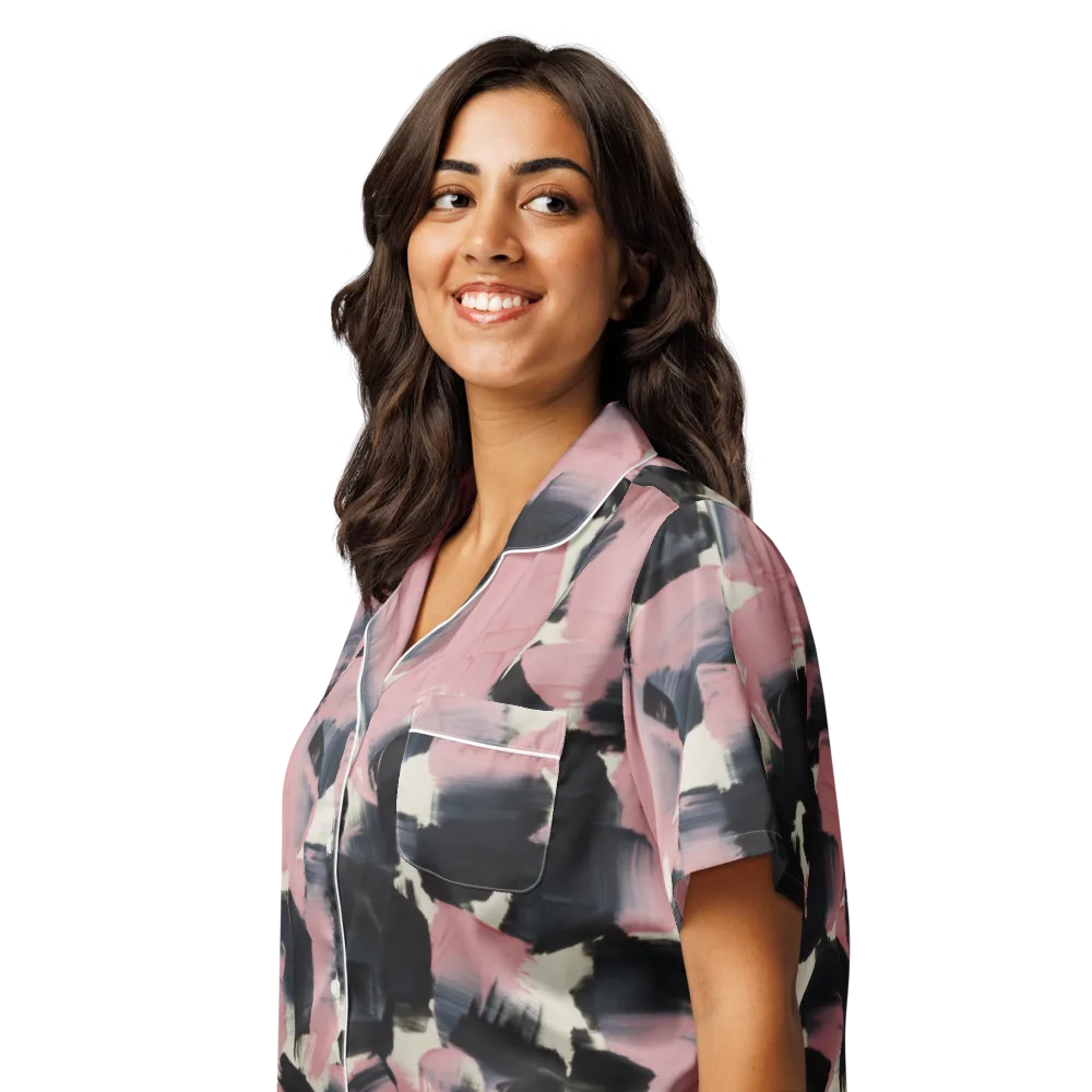 Blush Noir on Women's Short Sleeve Pajama Top — Left Front