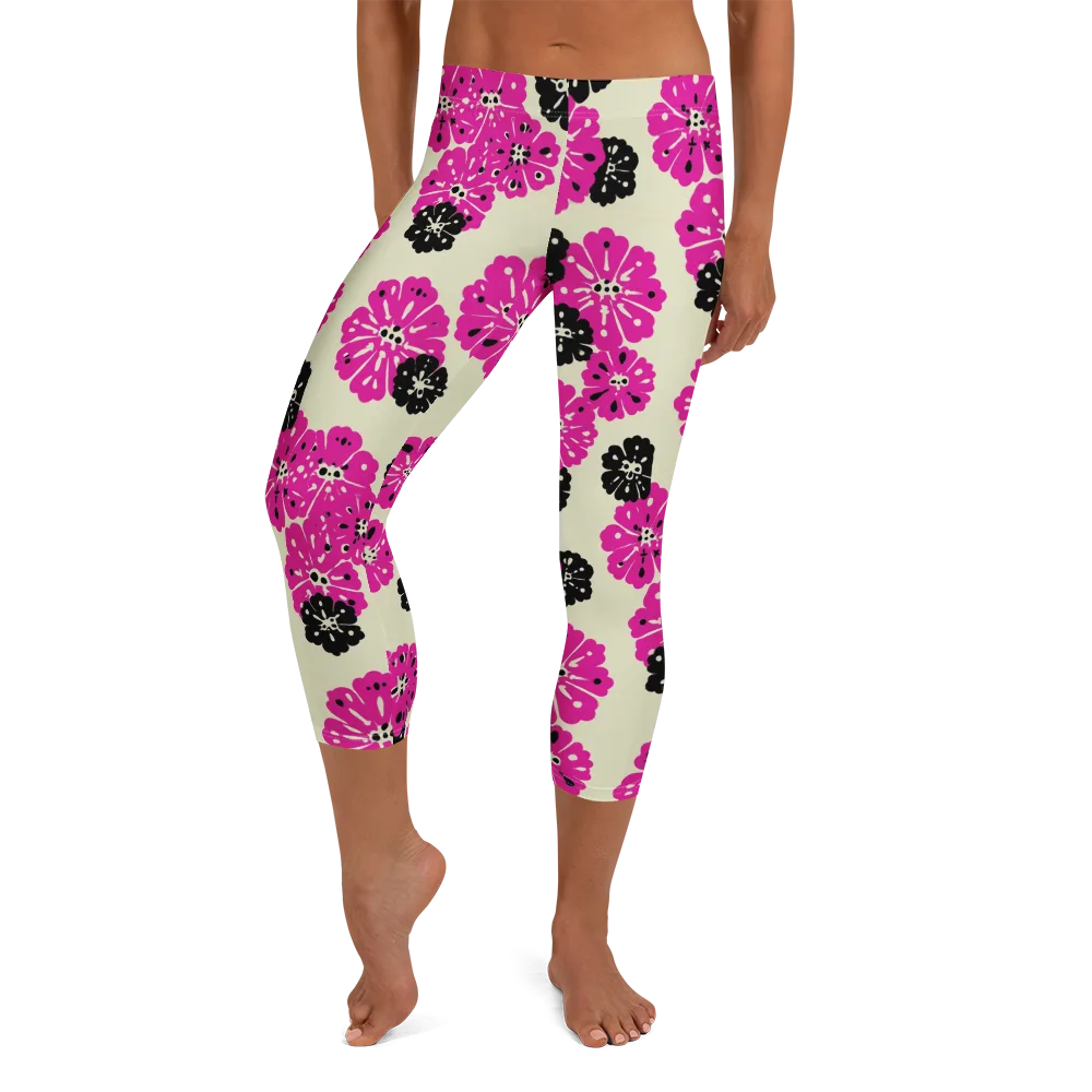 Fuchsia Static on Capri Leggings — Front