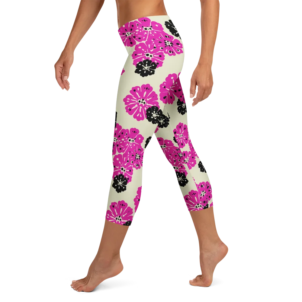 Fuchsia Static on Capri Leggings — Left