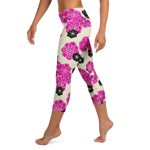Fuchsia Static on a Capri Leggings