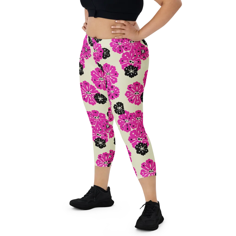 Fuchsia Static on Capri Leggings — Front