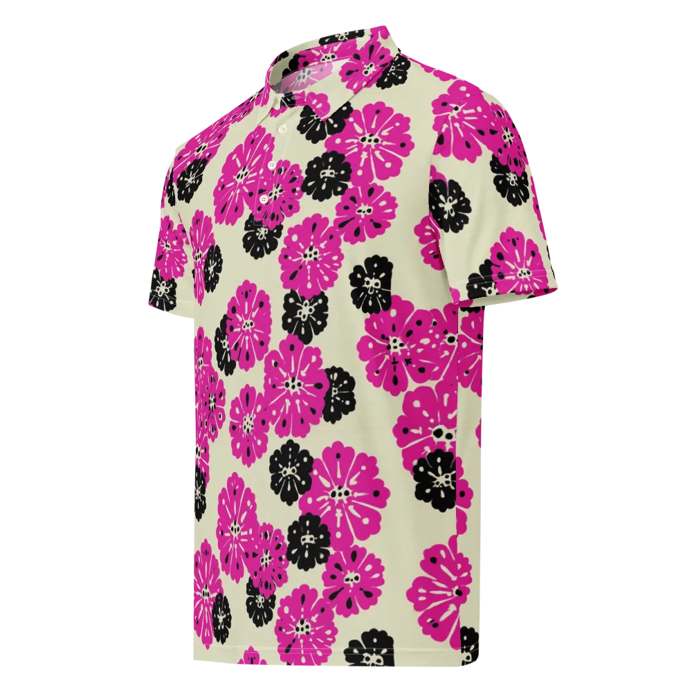 Fuchsia Static on Men's Slim Fit Polo Shirt — Left Front