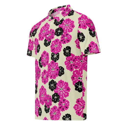 Fuchsia Static on a Men's Slim Fit Polo Shirt