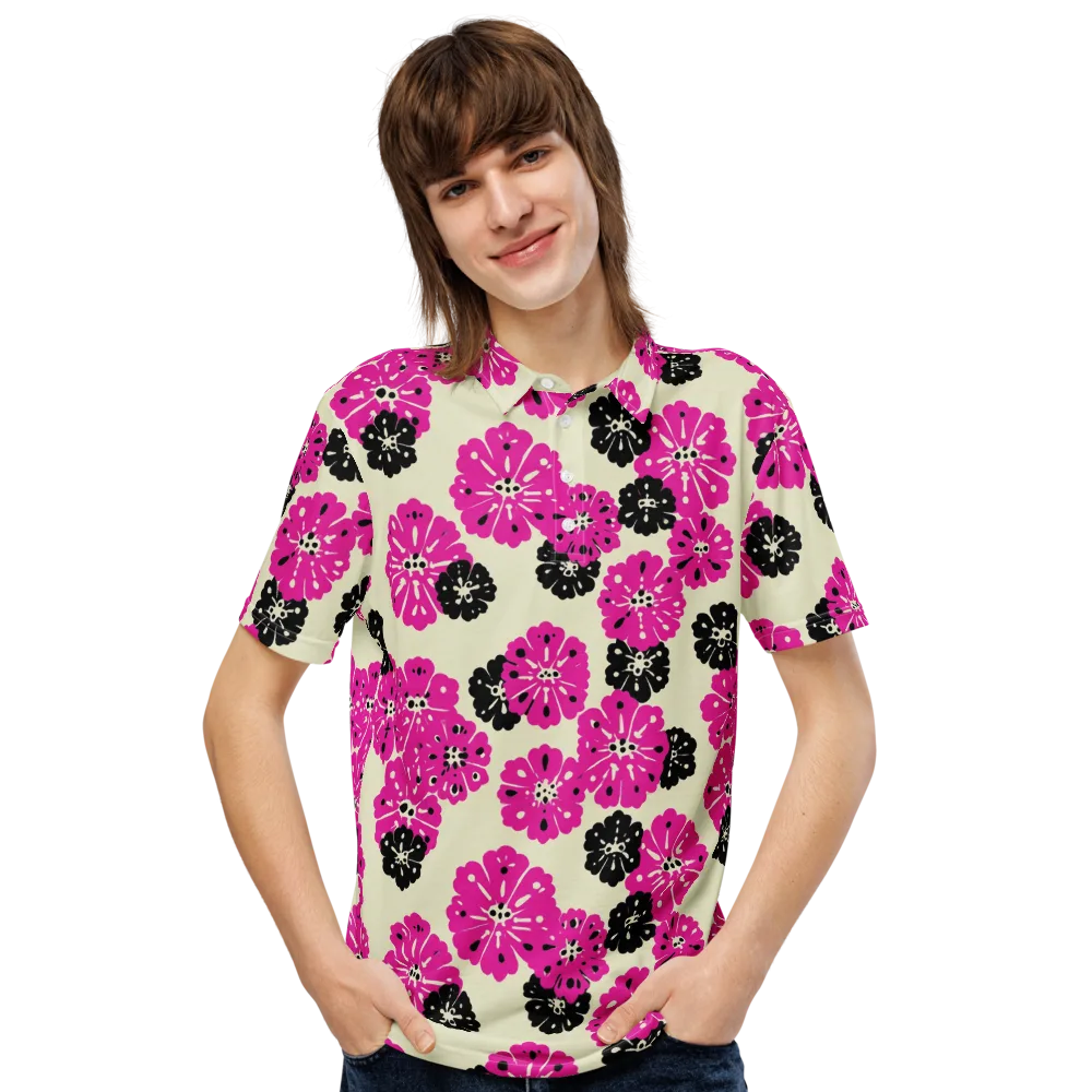 Fuchsia Static on Men's Slim Fit Polo Shirt — Front