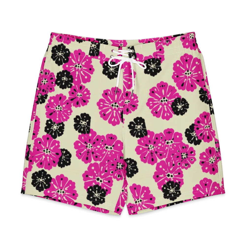 Fuchsia Static on Men's Board Shorts — Front