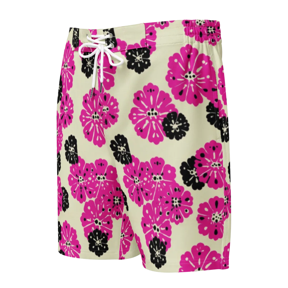 Fuchsia Static on Men's Board Shorts — Front