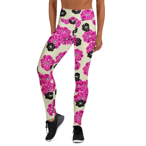 Fuchsia Static on a Yoga Leggings