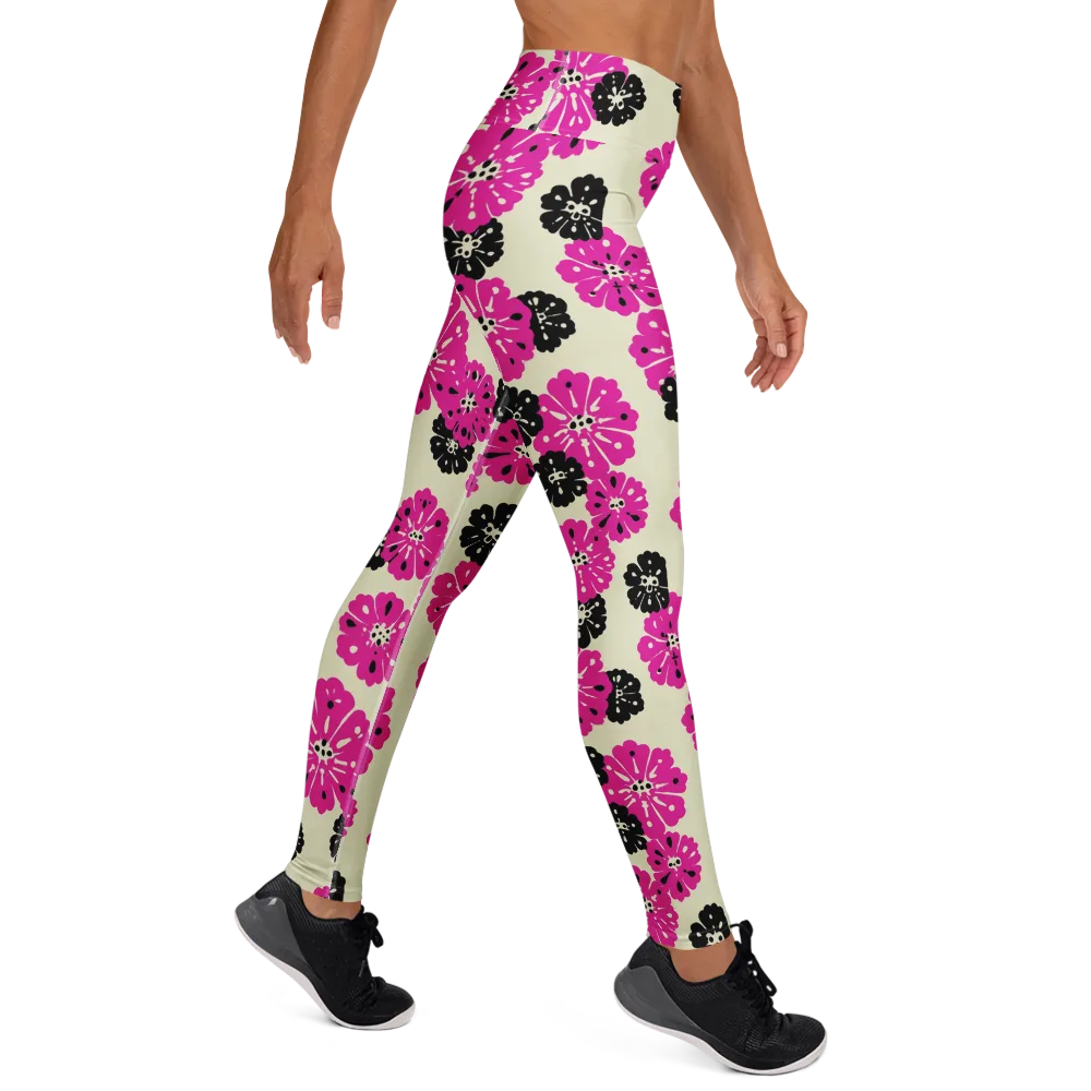 Fuchsia Static on Yoga Leggings — Right
