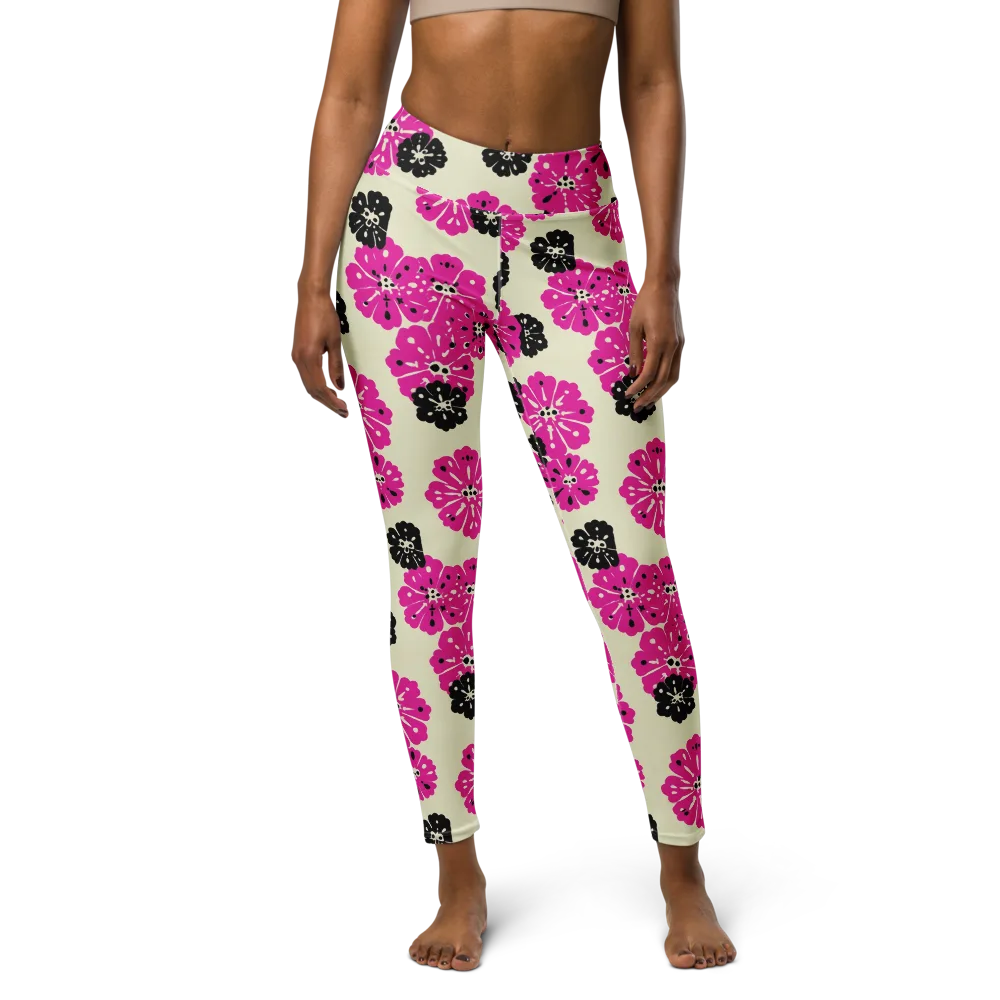 Fuchsia Static on Yoga Leggings — Front