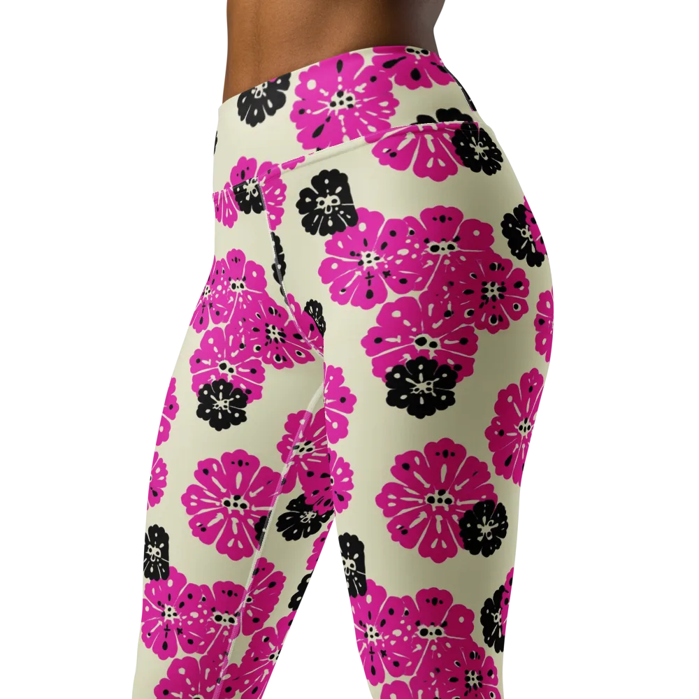Fuchsia Static on Yoga Leggings — Left Front