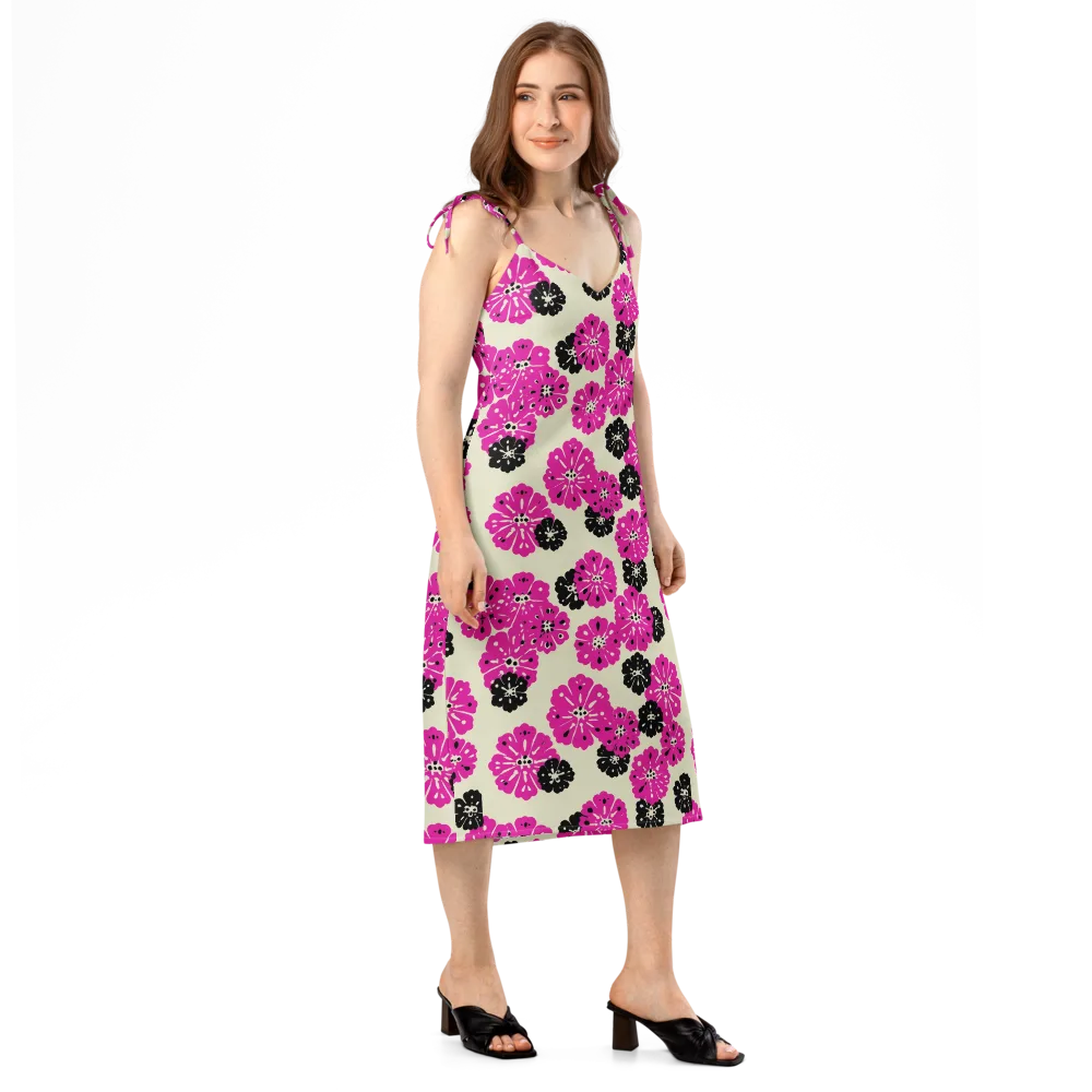 Fuchsia Static on Slip Dress — Right Front