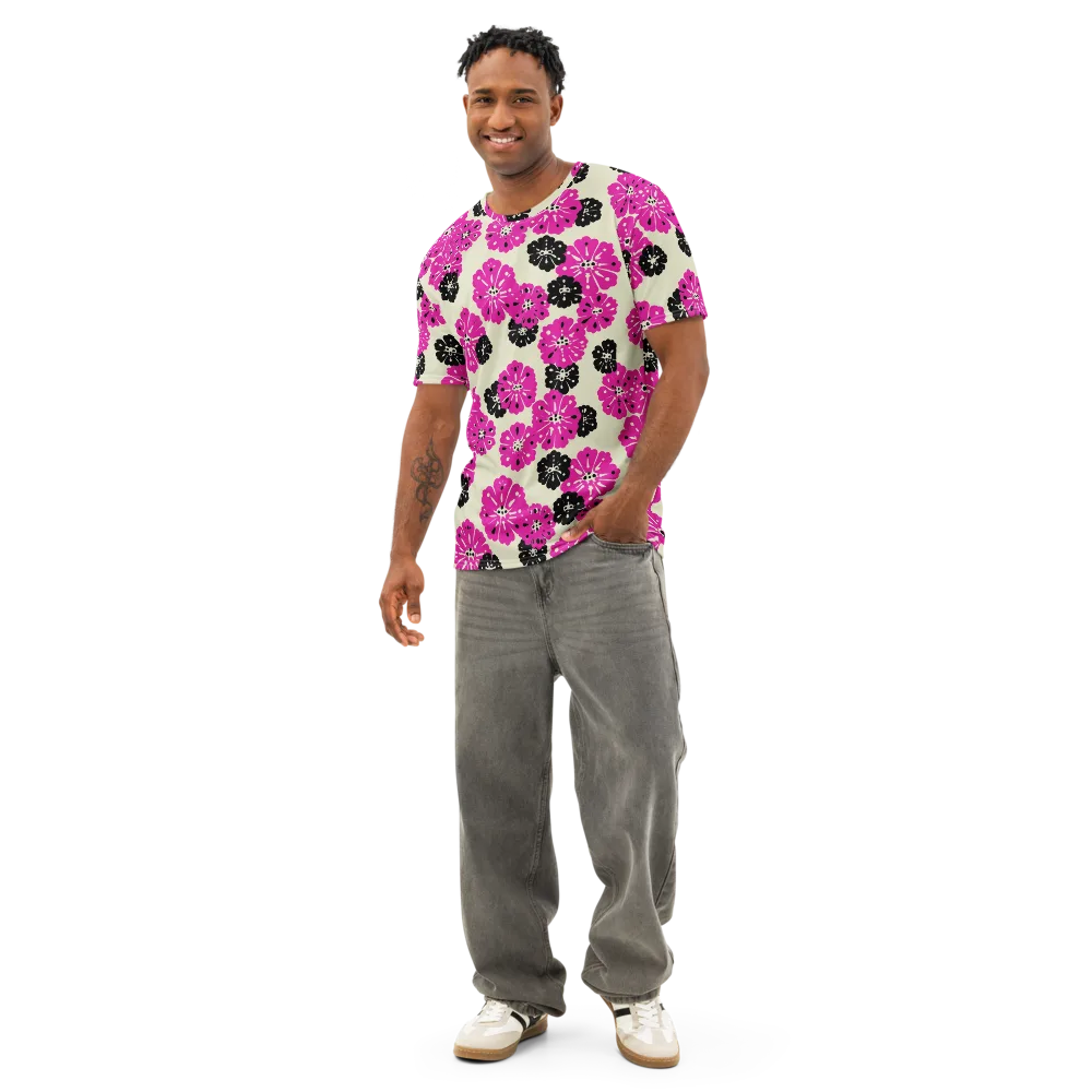 Fuchsia Static on Men's Cotton Crew Neck T-Shirt — Front