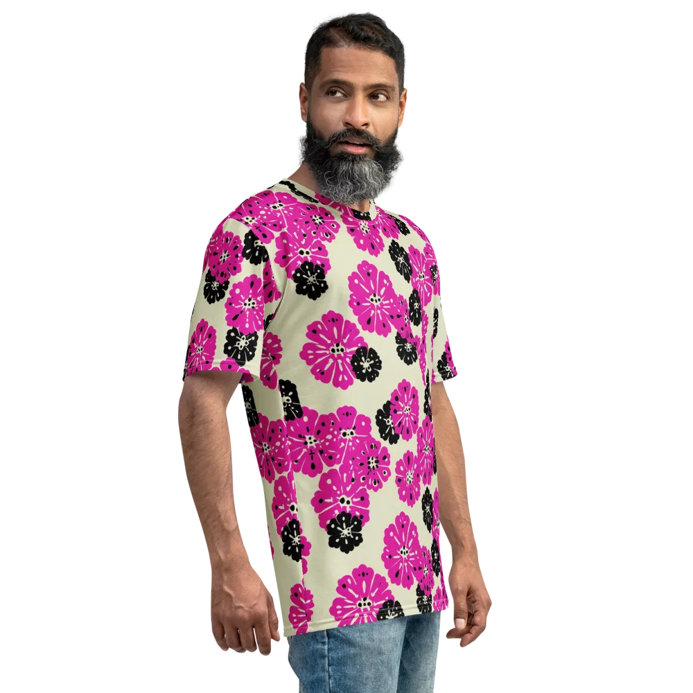 Fuchsia Static on Men's Crew Neck T-Shirt — Right