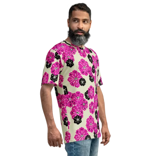 Fuchsia Static on a Men's Crew Neck T-Shirt