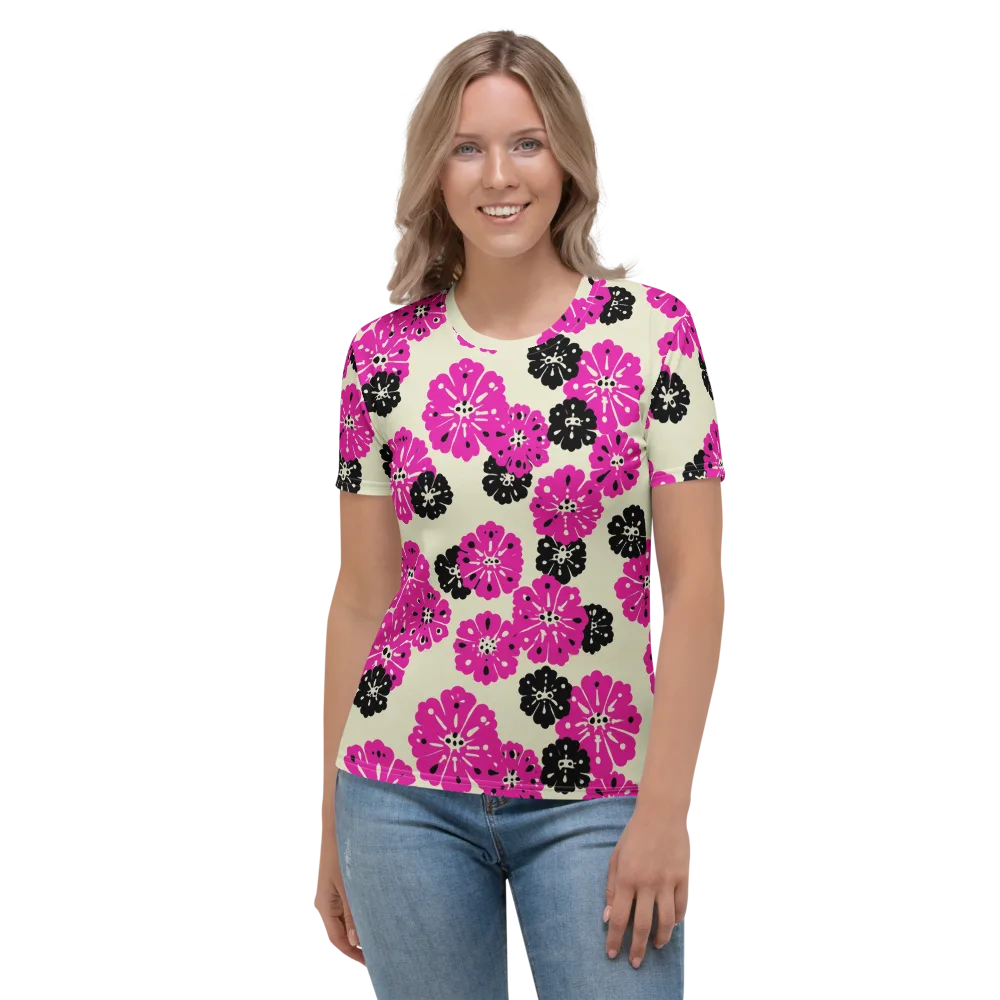 Fuchsia Static on Women's Crew Neck T-Shirt — Front