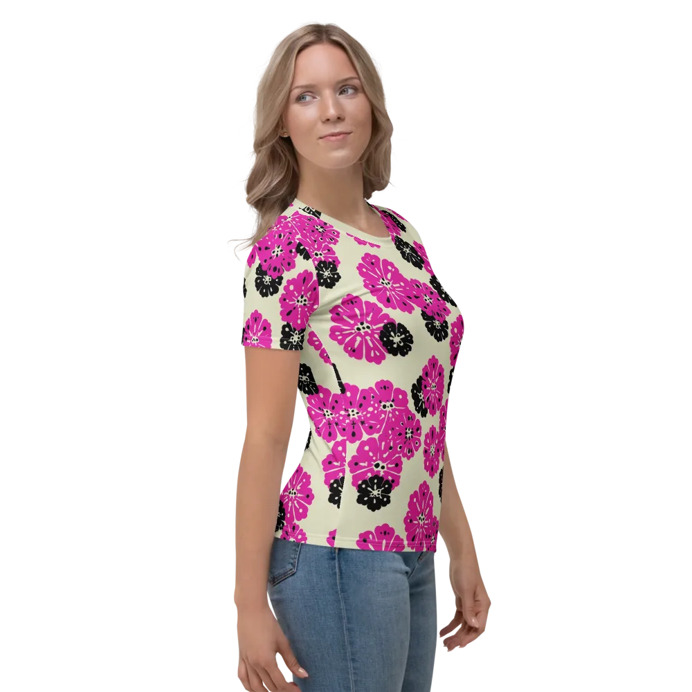 Fuchsia Static on Women's Crew Neck T-Shirt — Right