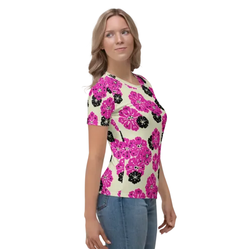 Fuchsia Static on a Women's Crew Neck T-Shirt