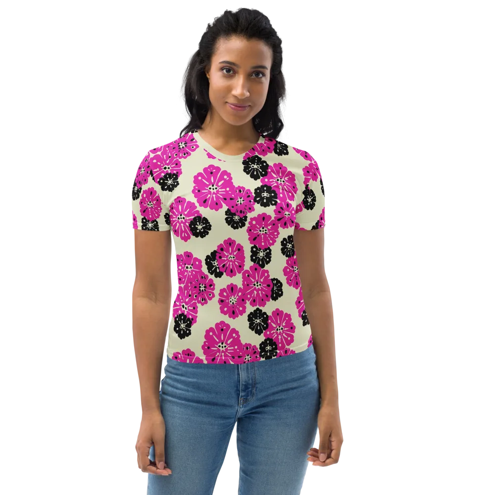 Fuchsia Static on Women's Crew Neck T-Shirt — Front