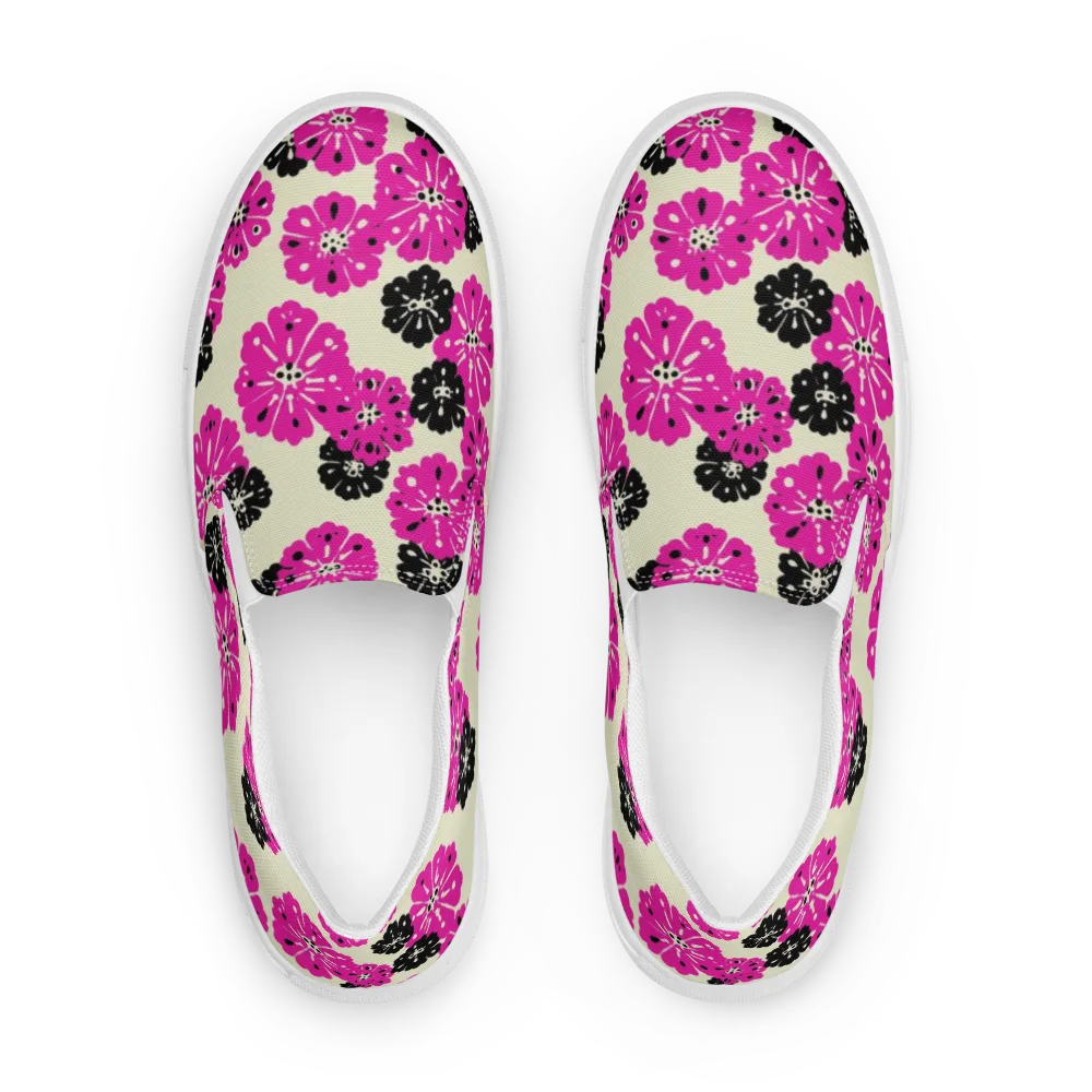 Fuchsia Static on Men's Slip-On Canvas Shoes — Front