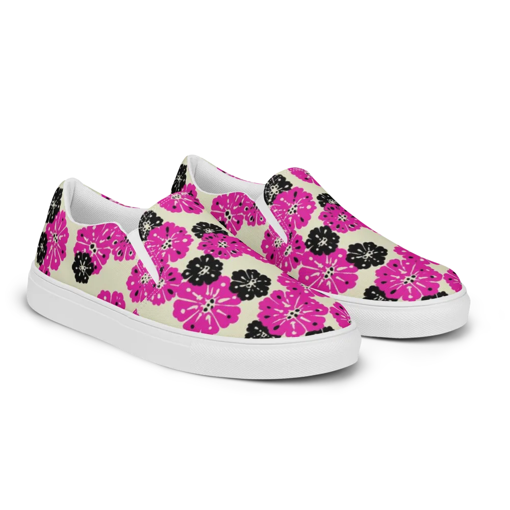 Fuchsia Static on Men's Slip-On Canvas Shoes — Right Front