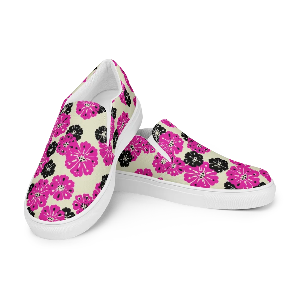 Fuchsia Static on Men's Slip-On Canvas Shoes — Left Front