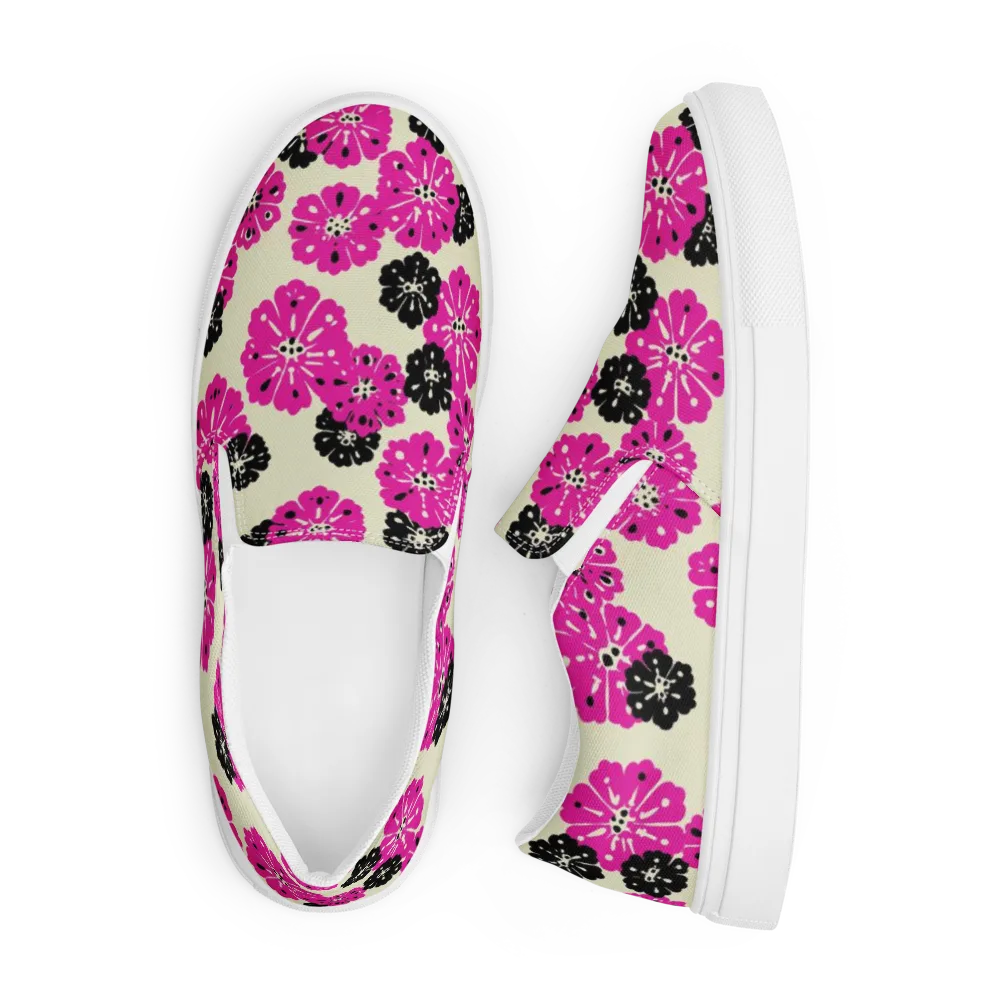 Fuchsia Static on Men's Slip-On Canvas Shoes — Front