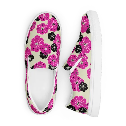 Fuchsia Static on a Men's Slip-On Canvas Shoes