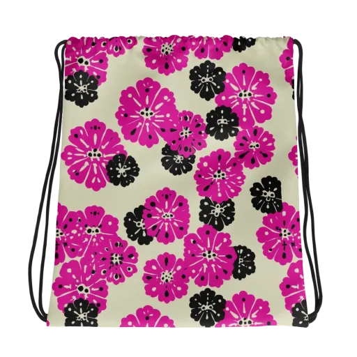 Fuchsia Static on a Drawstring Bag