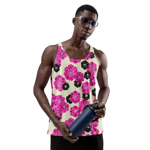 Fuchsia Static on a Men's Tank Top