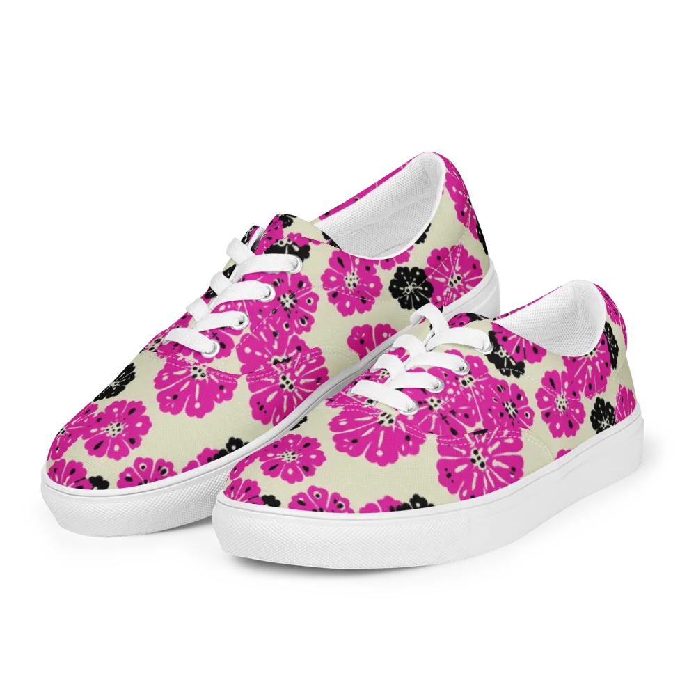 Fuchsia Static on Men's Lace-Up Canvas Shoes — Left Front