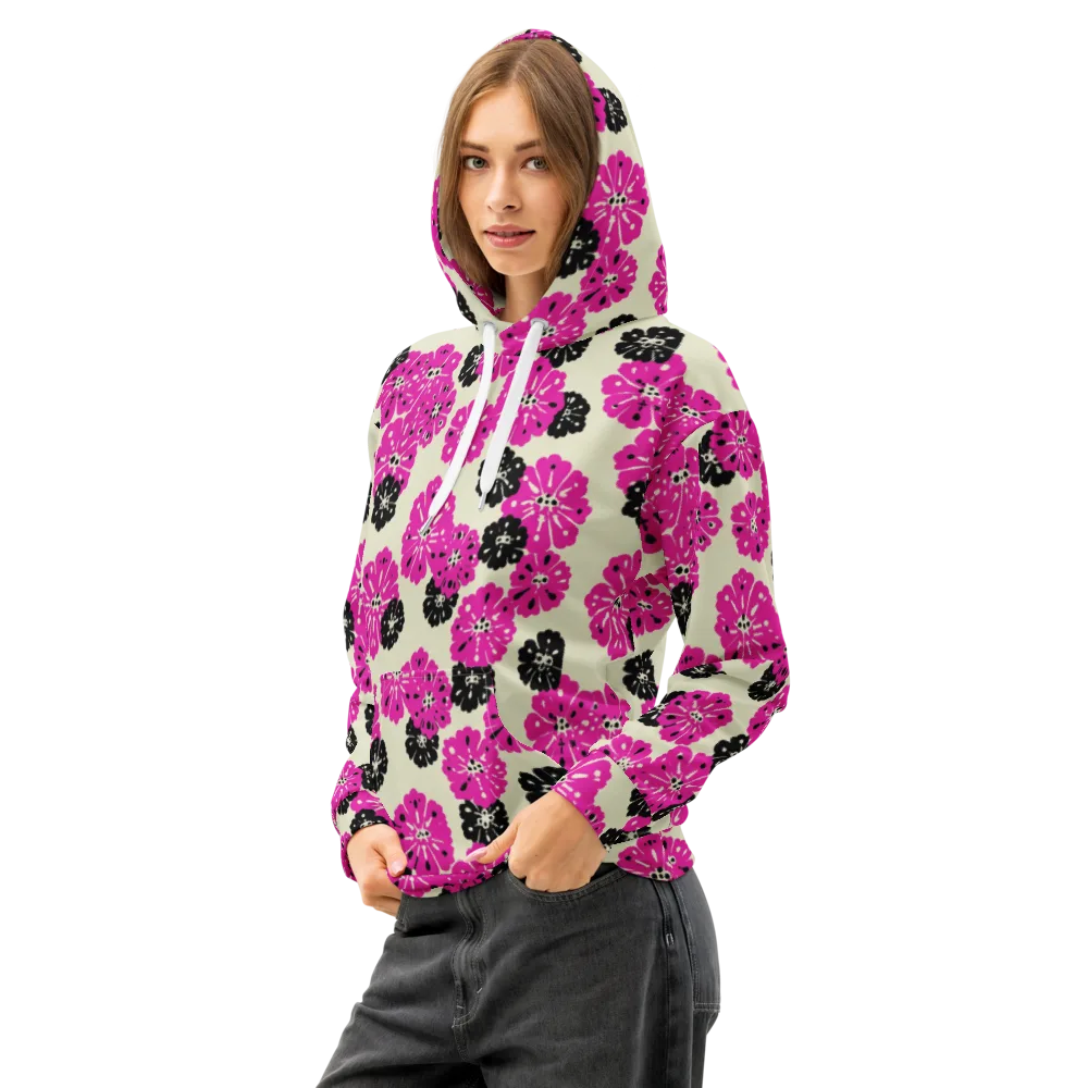 Fuchsia Static on Cotton Hoodie — Left Front