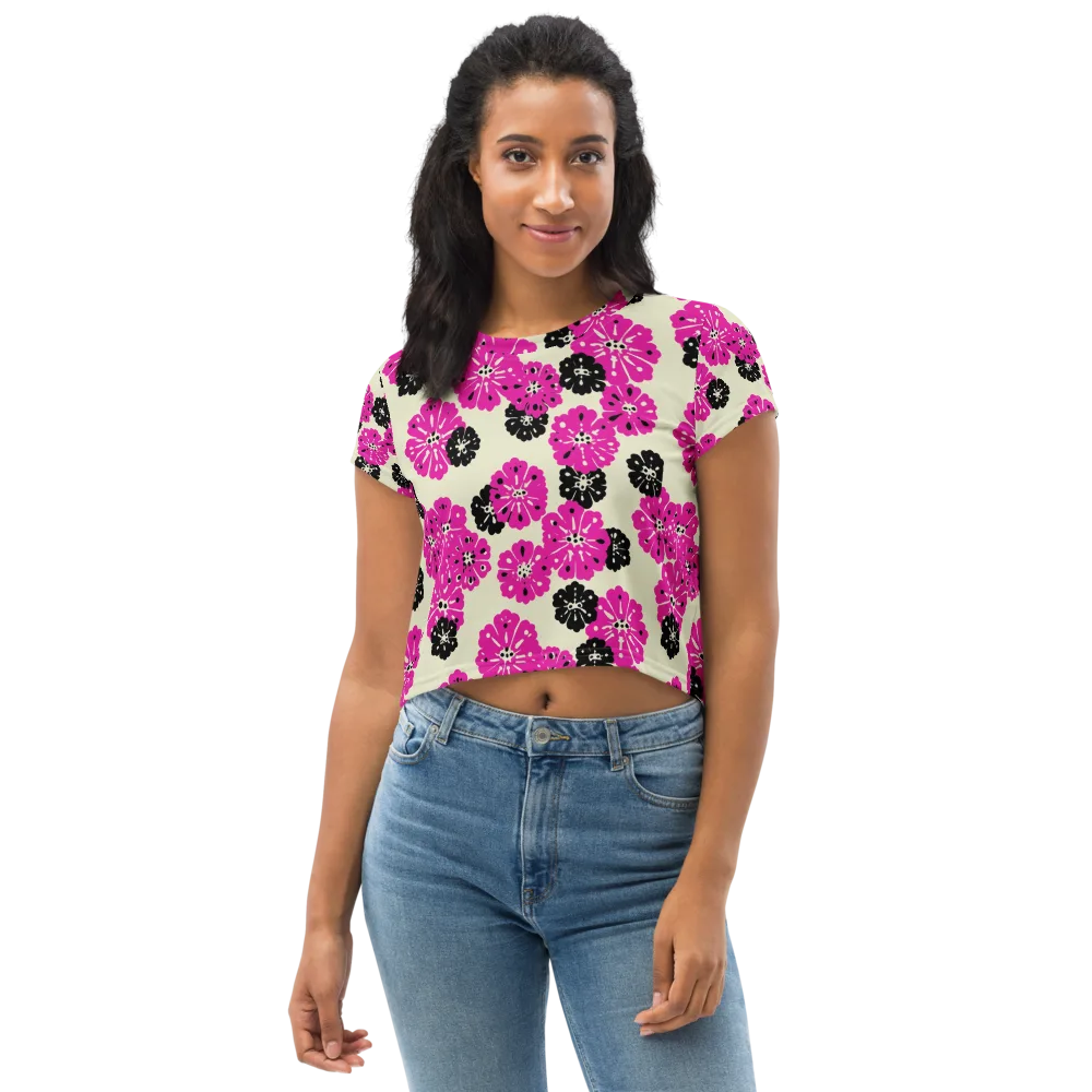 Fuchsia Static on Crop Tee — Front