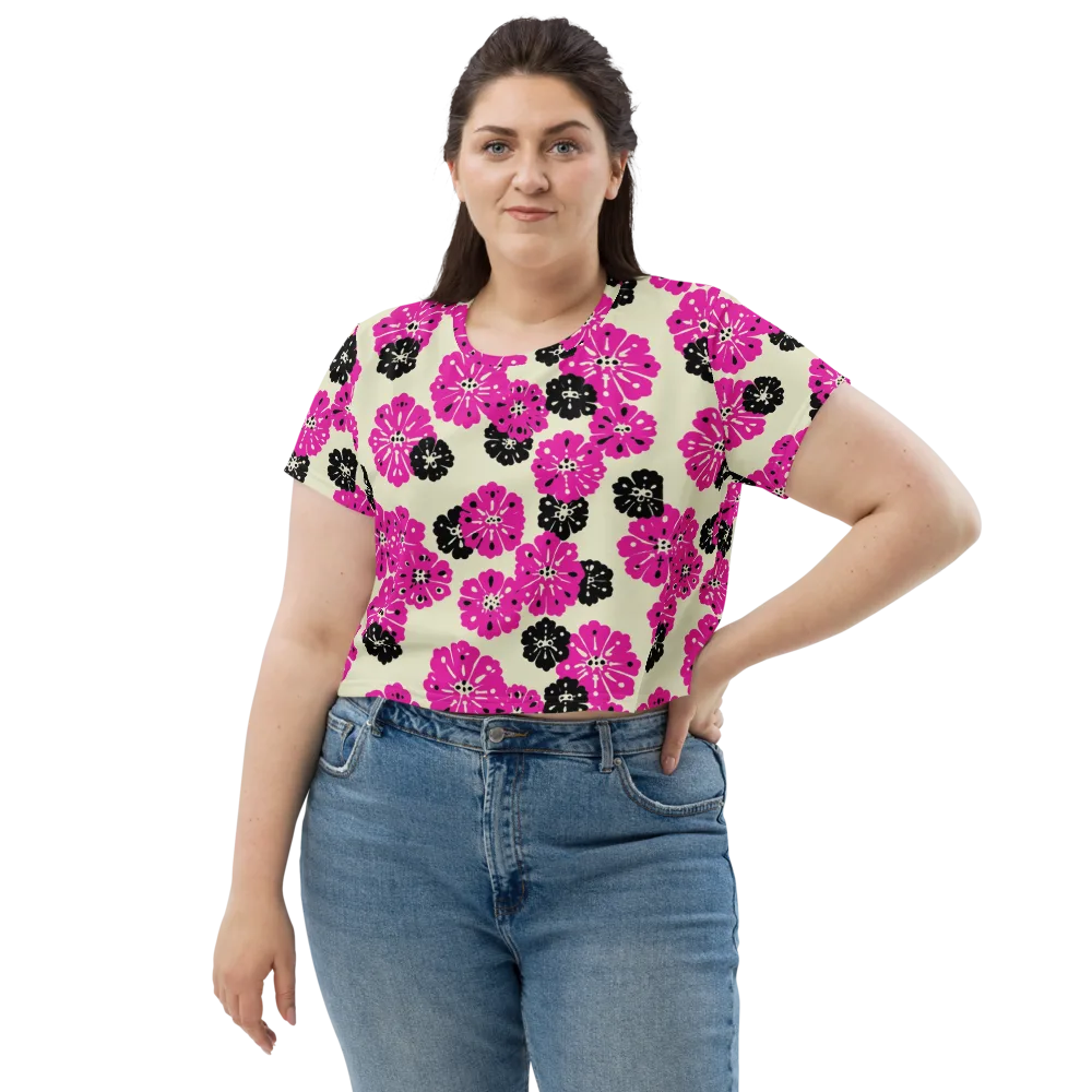 Fuchsia Static on Crop Tee — Front