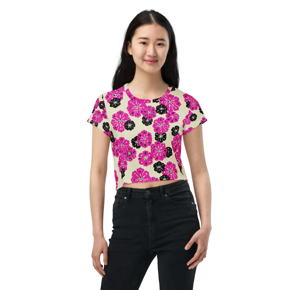 Fuchsia Static on Crop Tee — Front