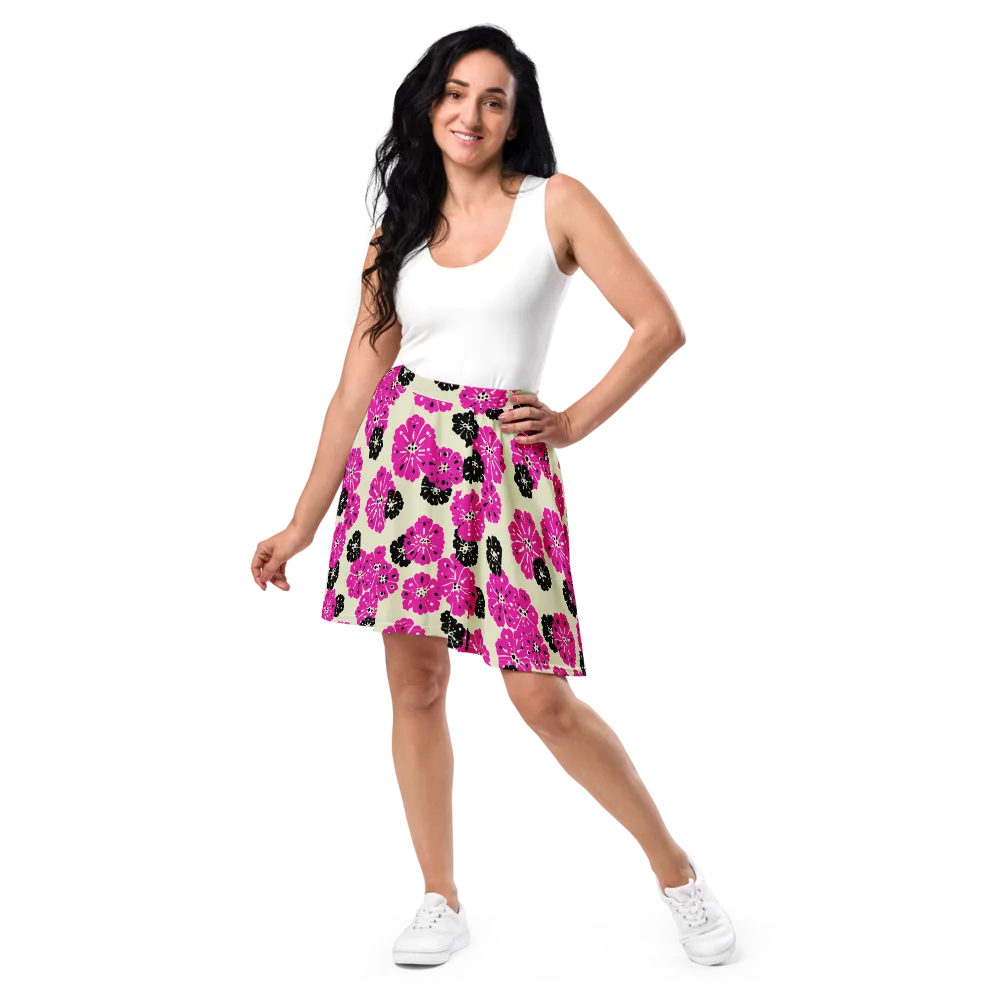 Fuchsia Static on Skater Skirt — Front