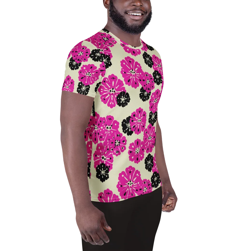 Fuchsia Static on Men's Athletic T-Shirt — Right