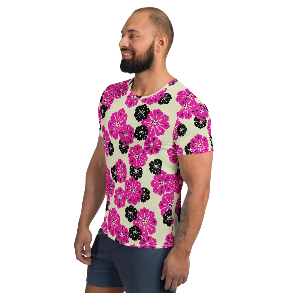 Fuchsia Static on Men's Athletic T-Shirt — Left
