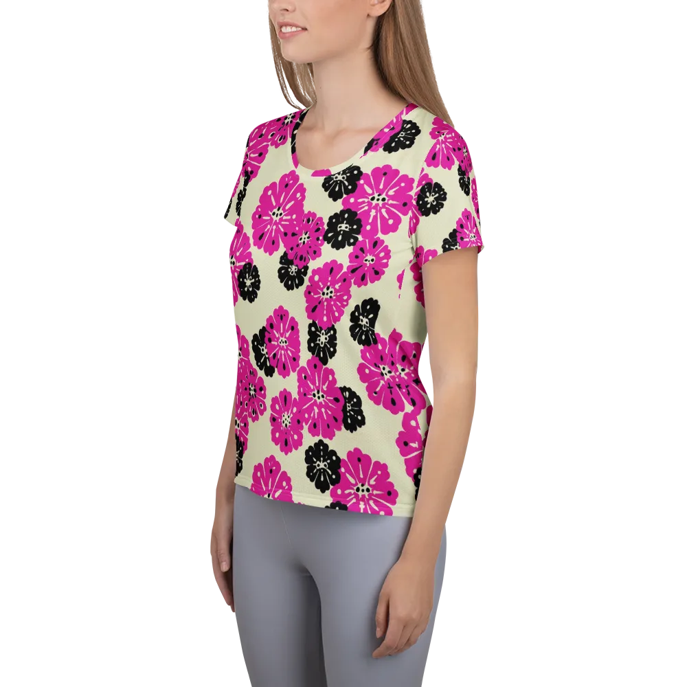 Fuchsia Static on Women's Athletic T-Shirt — Left