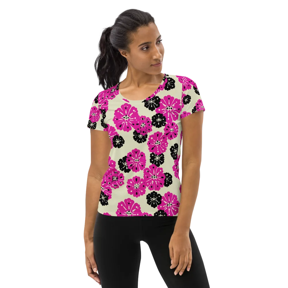 Fuchsia Static on Women's Athletic T-Shirt — Front