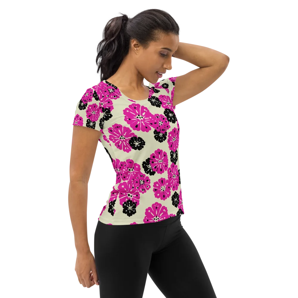 Fuchsia Static on Women's Athletic T-Shirt — Right