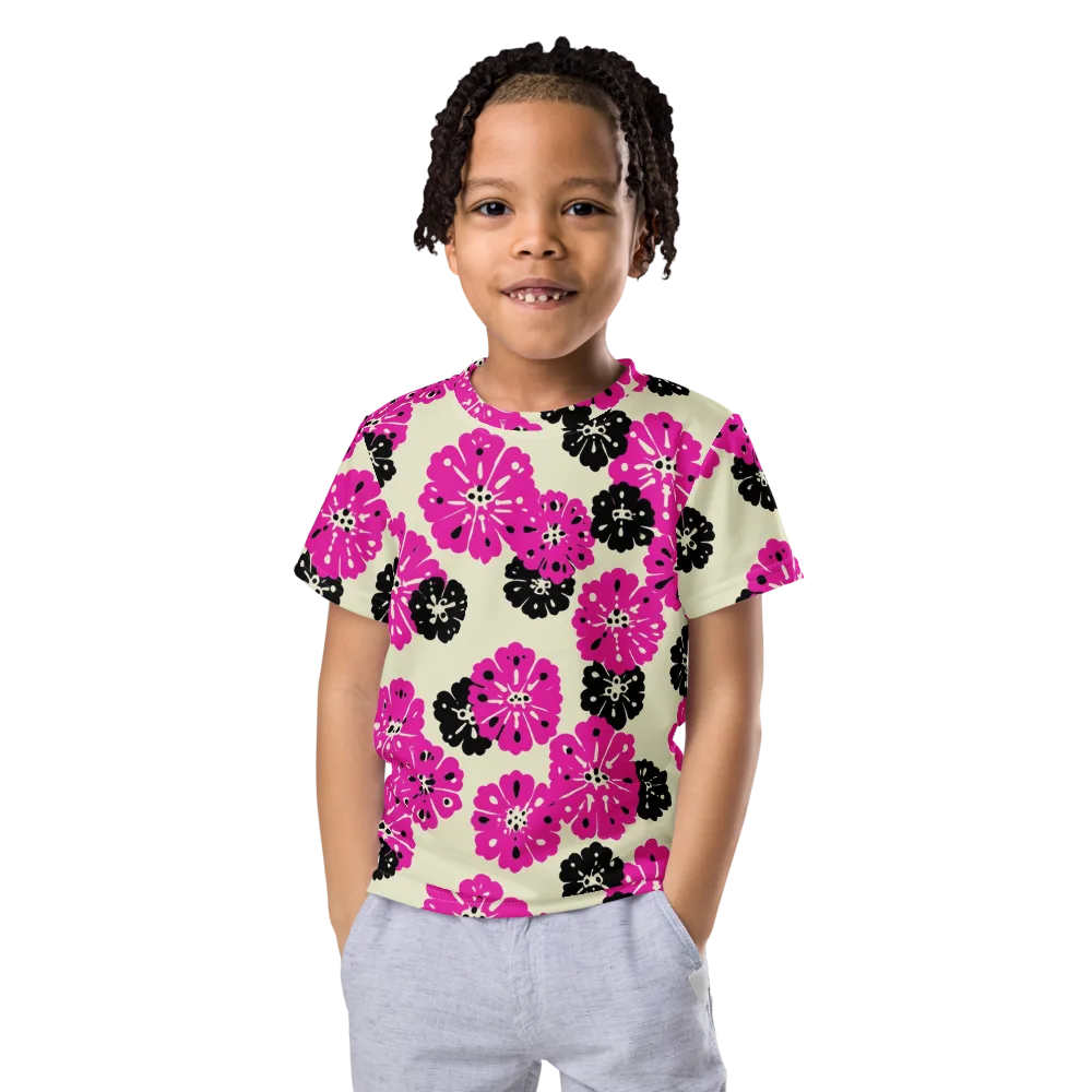 Fuchsia Static on Kids Crew Neck T-Shirt — Front