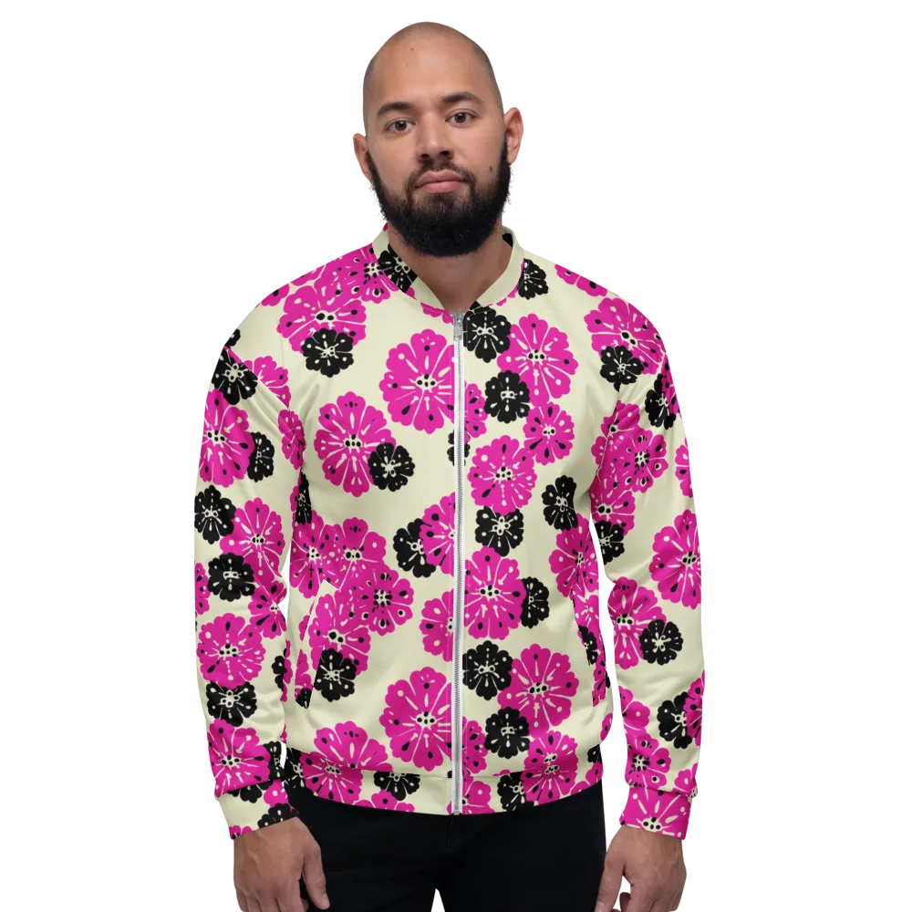 Fuchsia Static on Bomber Jacket — Front