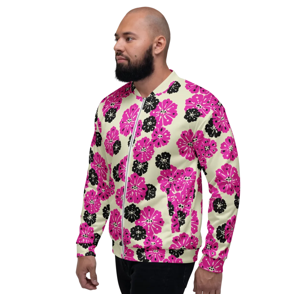 Fuchsia Static on Bomber Jacket — Left