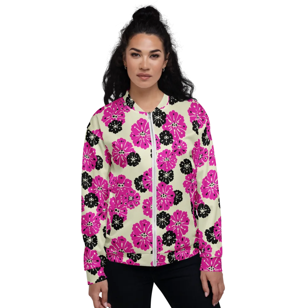Fuchsia Static on Bomber Jacket — Front