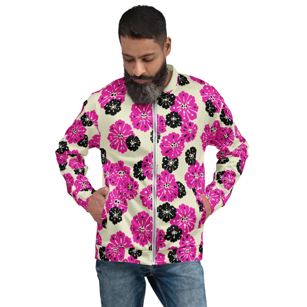 Fuchsia Static on Bomber Jacket — Front
