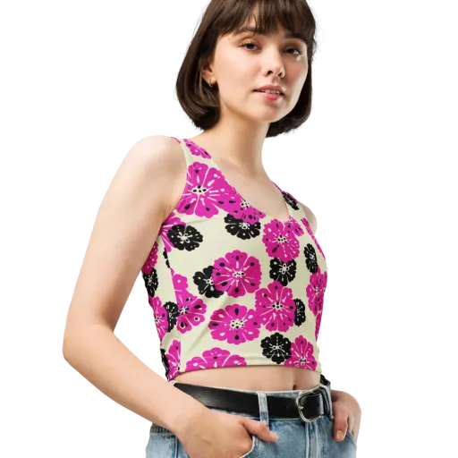 Fuchsia Static on a Crop Top