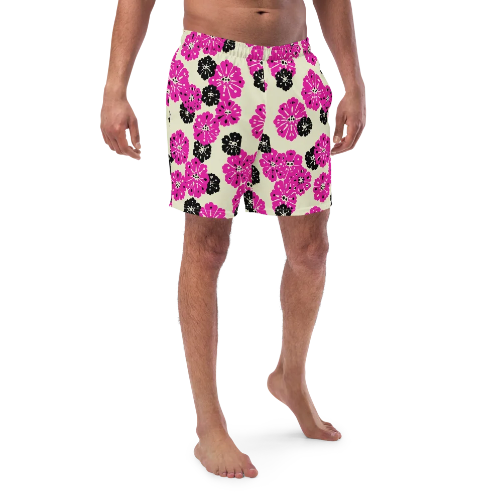 Fuchsia Static on Swim Trunks — Front