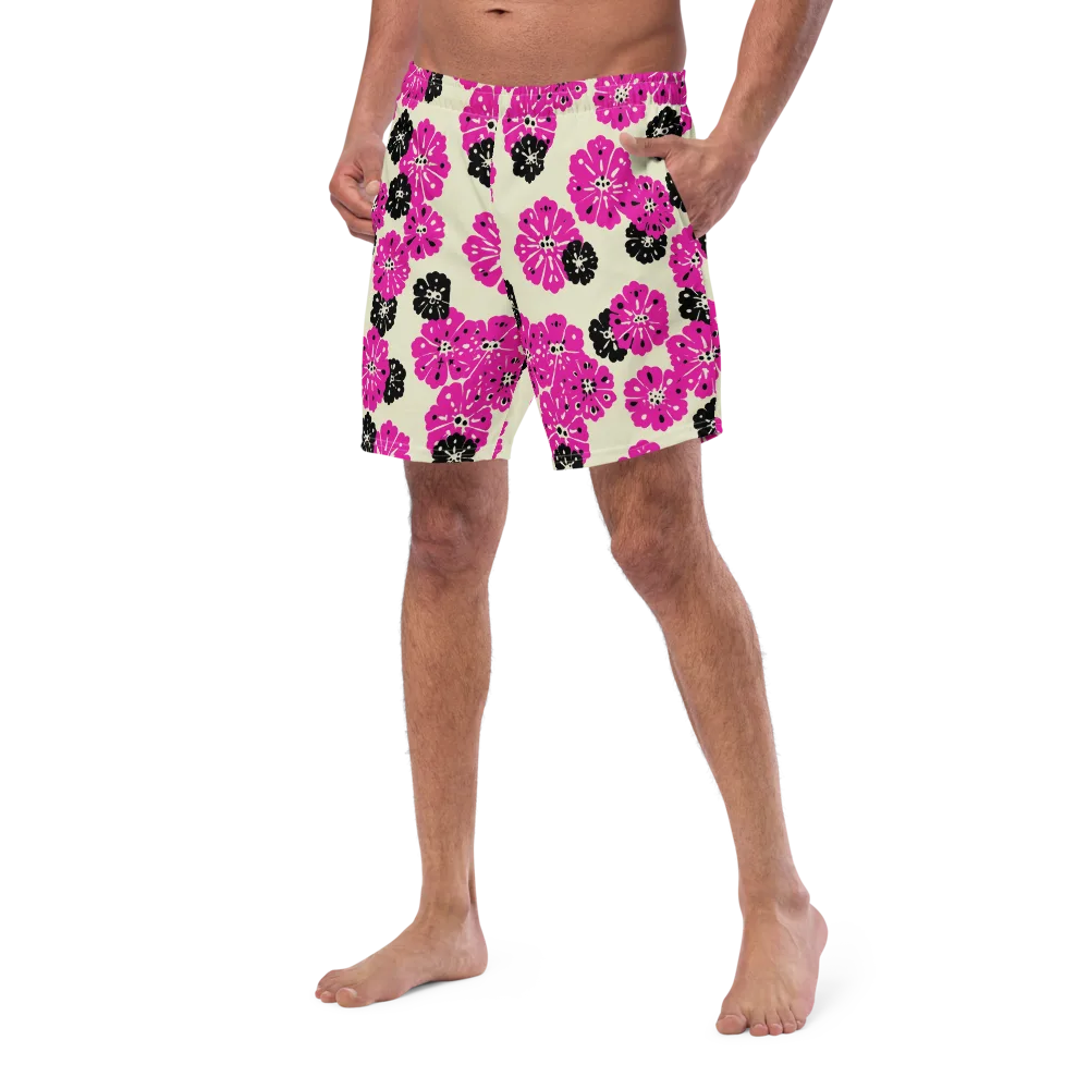Fuchsia Static on Swim Trunks — Left Front