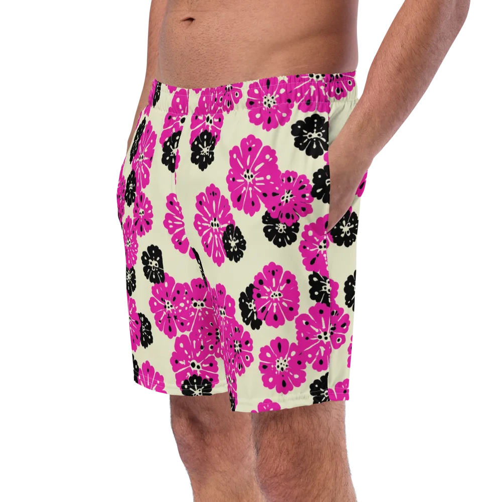 Fuchsia Static on Swim Trunks — Left Front