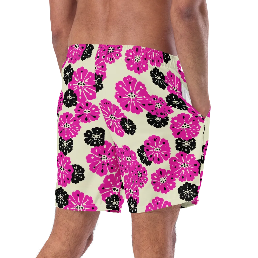 Fuchsia Static on Swim Trunks — Right Back